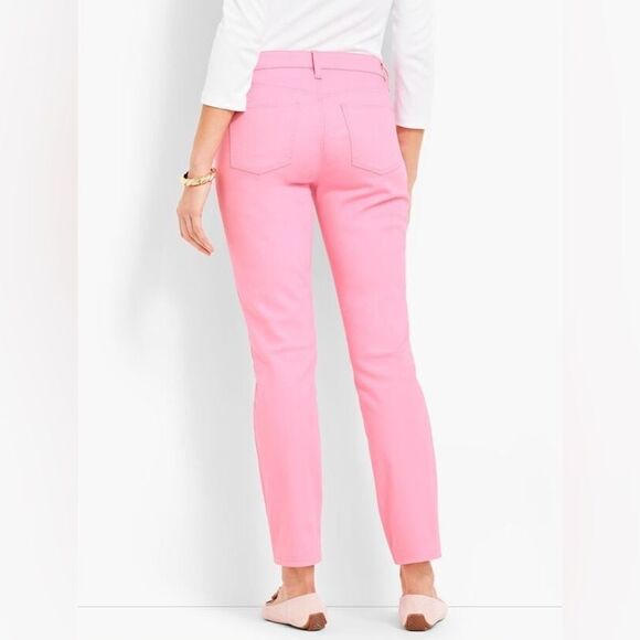 Talbots Women’s Flawless Slim Ankle Pink Jeans Sz 16W Barbiecore Stretch Crop - Picture 1 of 6